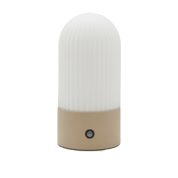 Lampe portable en métal crème et opaline TOUAREG